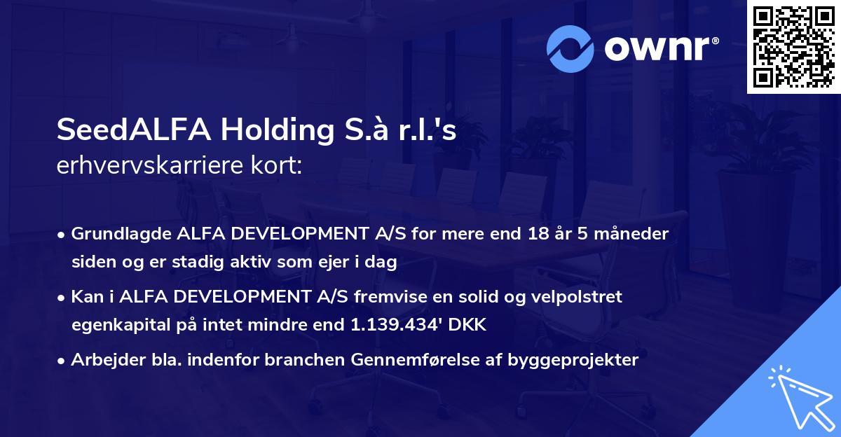 SeedALFA Holding S.à r.l.'s erhvervskarriere kort