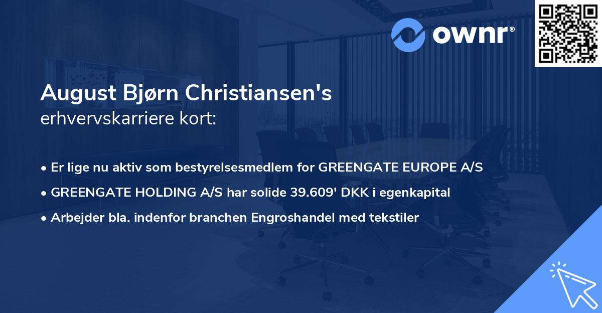 August Bjørn Christiansen's erhvervskarriere kort