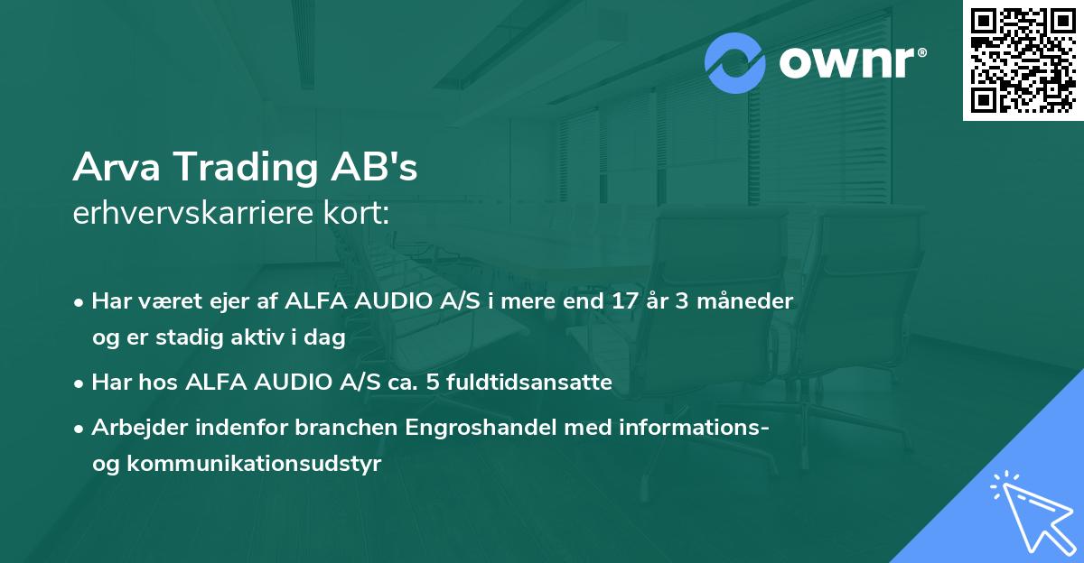 Arva Trading AB's erhvervskarriere kort