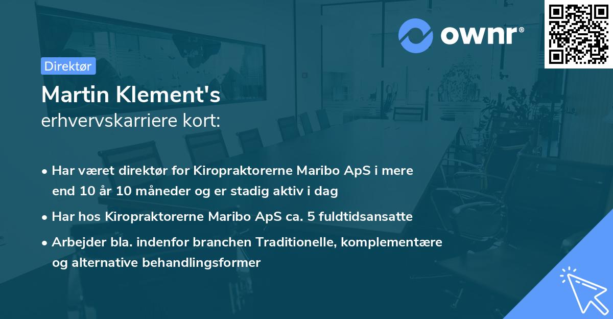 Martin Klement's erhvervskarriere kort