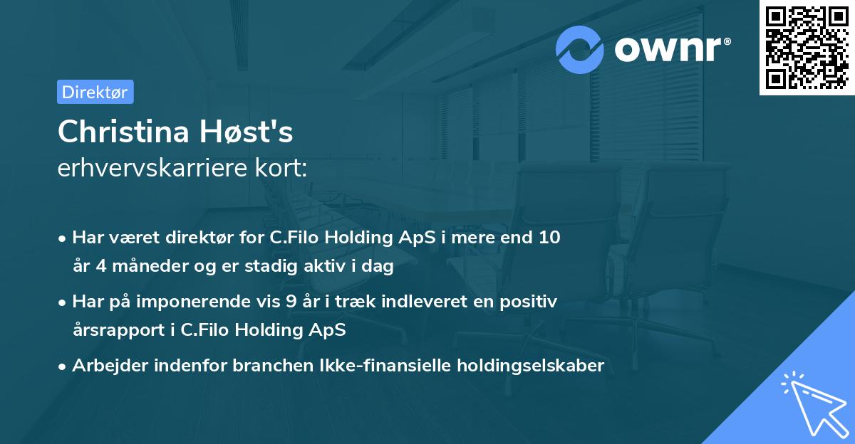 Christina Høst's erhvervskarriere kort