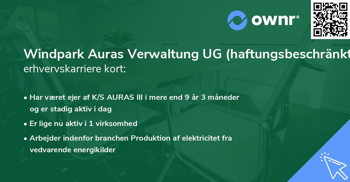 Windpark Auras Verwaltung UG (haftungsbeschränkt)'s erhvervskarriere kort