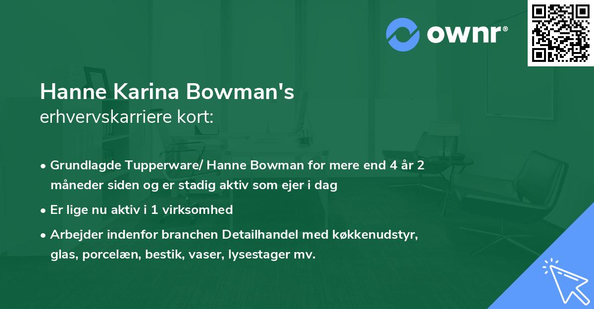 Hanne Karina Bowman's erhvervskarriere kort