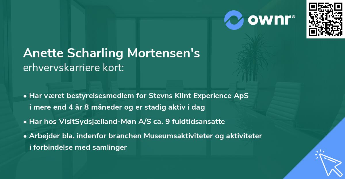Anette Scharling Mortensen's erhvervskarriere kort