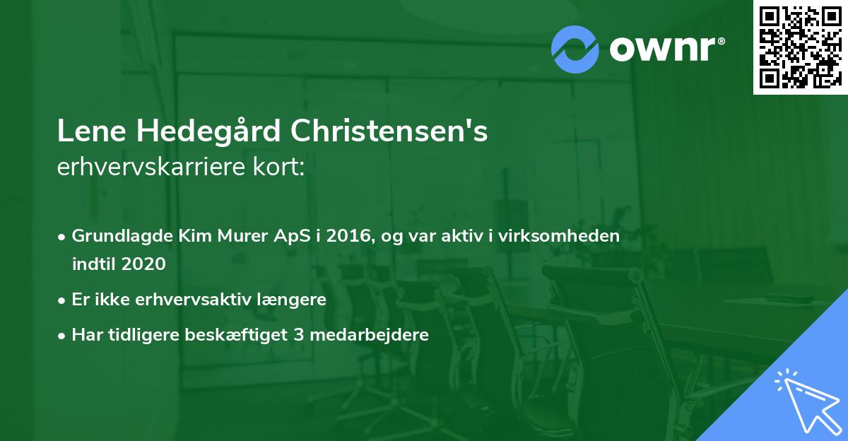 Lene Hedegård Christensen's erhvervskarriere kort