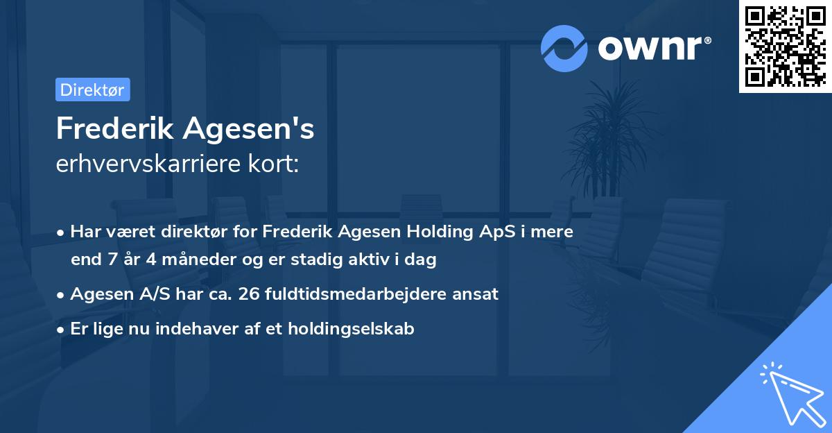 Frederik Agesen's erhvervskarriere kort