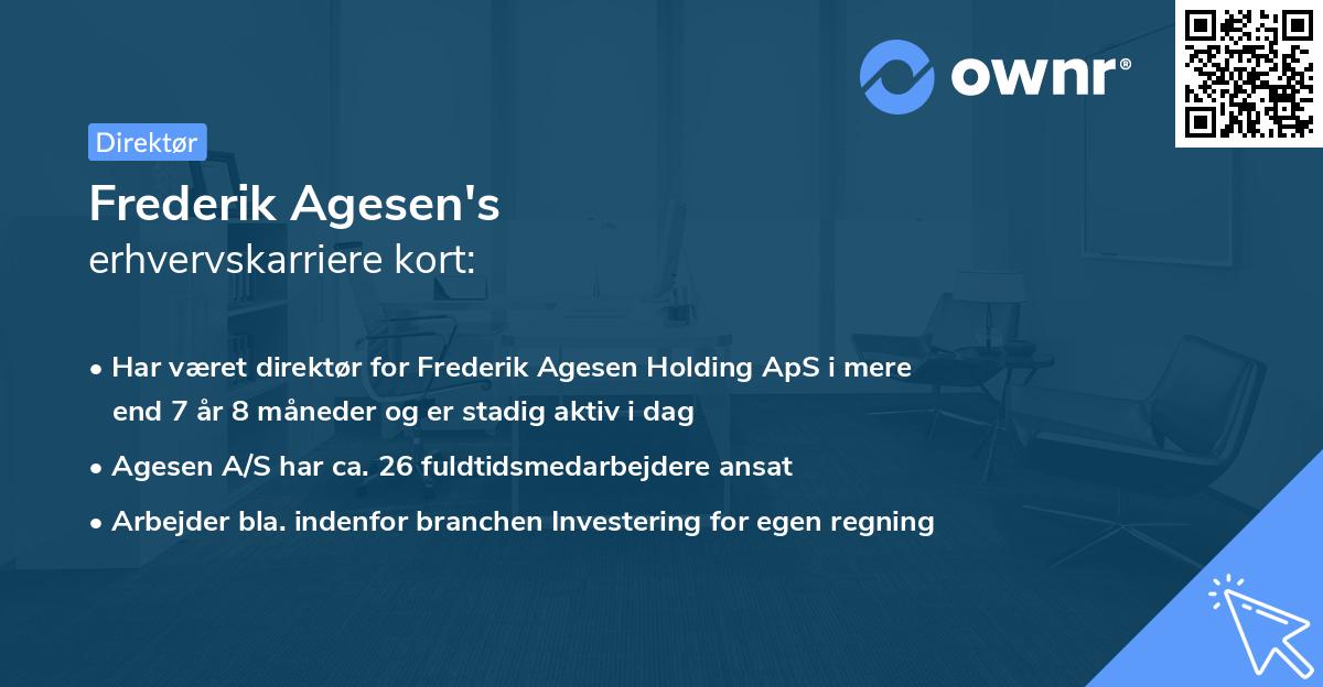 Frederik Agesen's erhvervskarriere kort