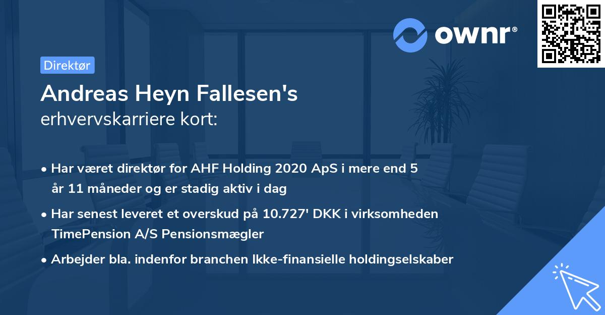 Andreas Heyn Fallesen's erhvervskarriere kort