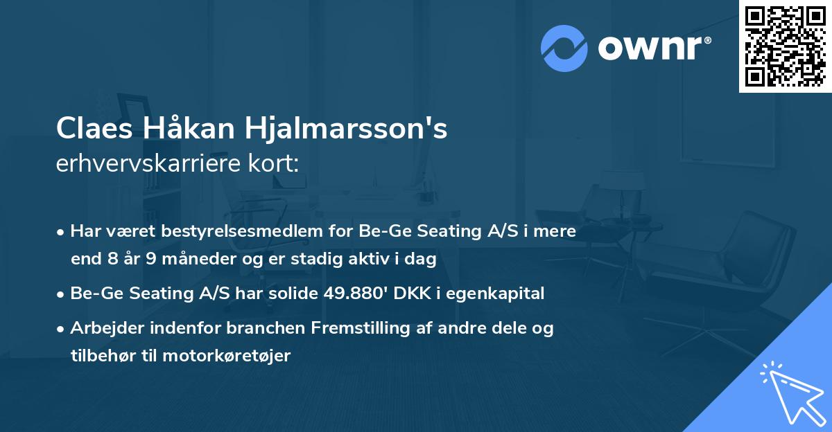 Claes Håkan Hjalmarsson's erhvervskarriere kort