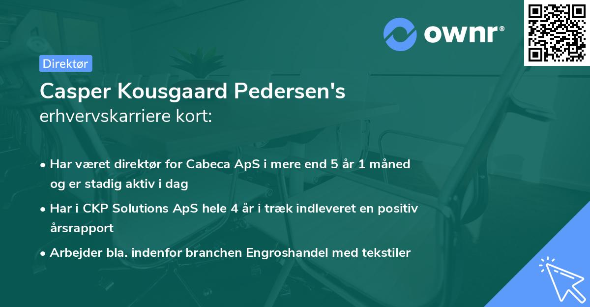 Casper Kousgaard Pedersen's erhvervskarriere kort