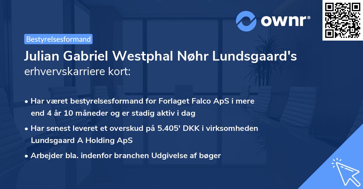 Julian Gabriel Westphal Nøhr Lundsgaard's erhvervskarriere kort