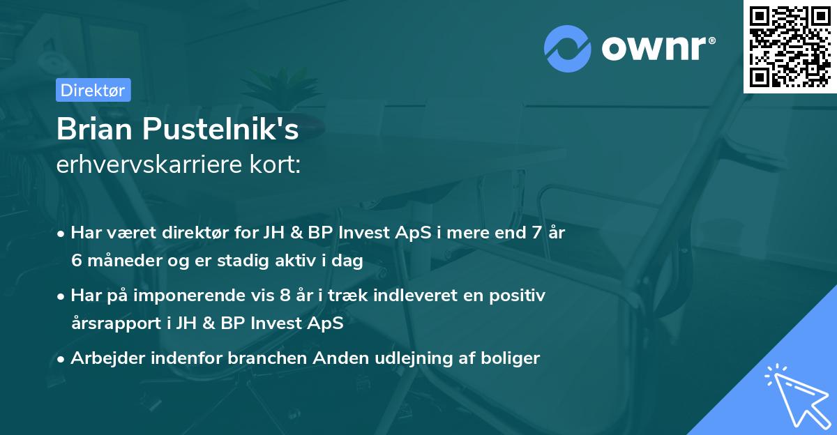 Brian Pustelnik's erhvervskarriere kort