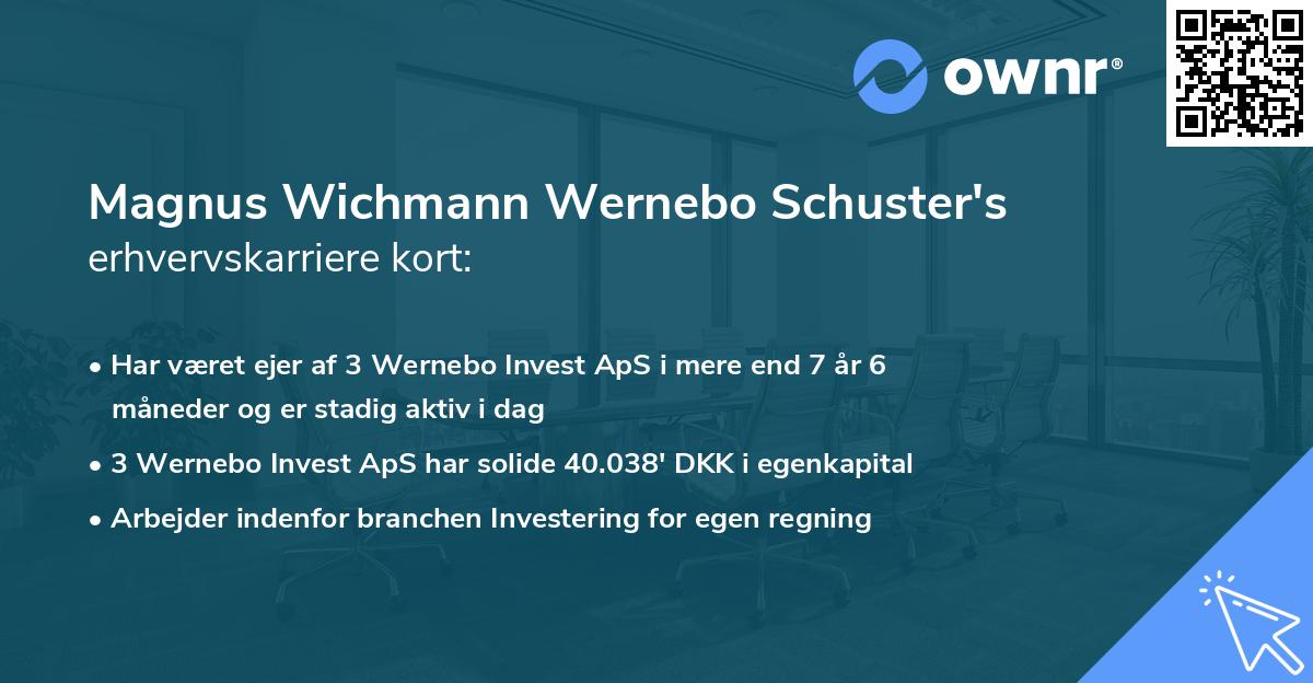 Magnus Wichmann Wernebo Schuster's erhvervskarriere kort