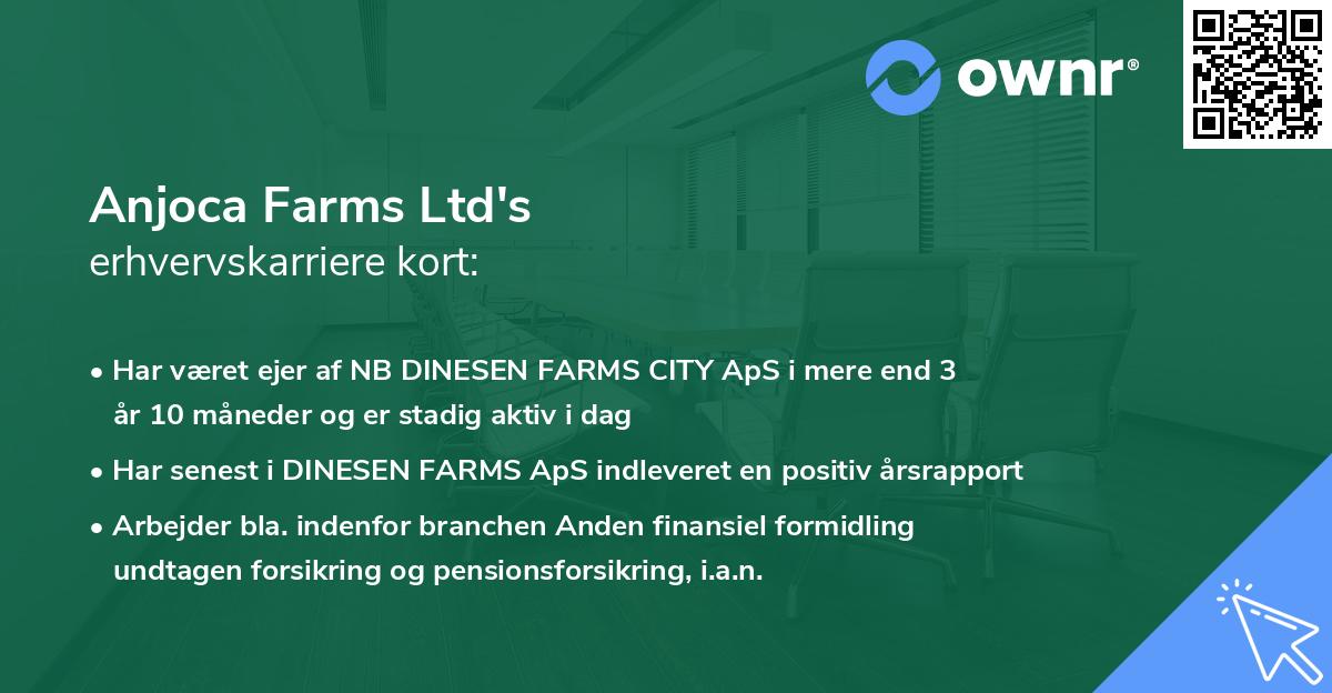 Anjoca Farms Ltd's erhvervskarriere kort