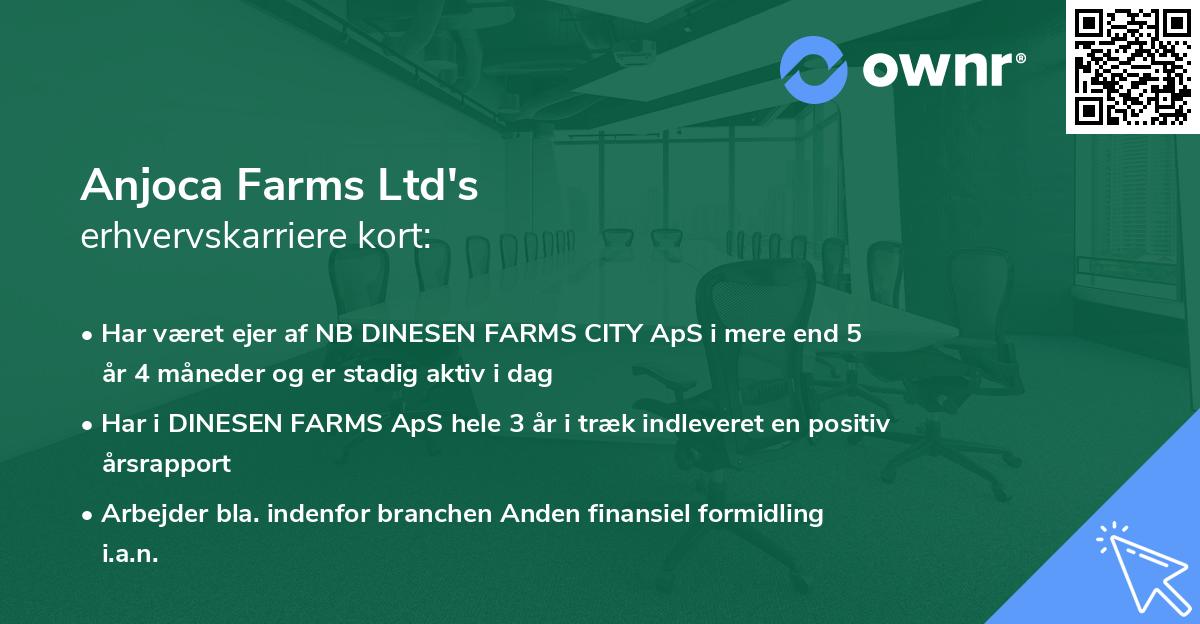 Anjoca Farms Ltd's erhvervskarriere kort