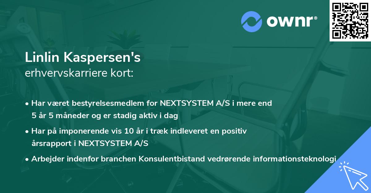 Linlin Kaspersen's erhvervskarriere kort