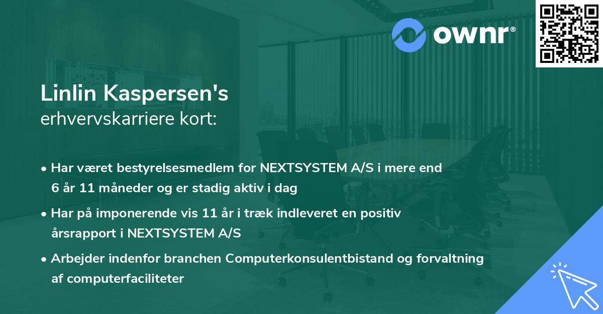 Linlin Kaspersen's erhvervskarriere kort