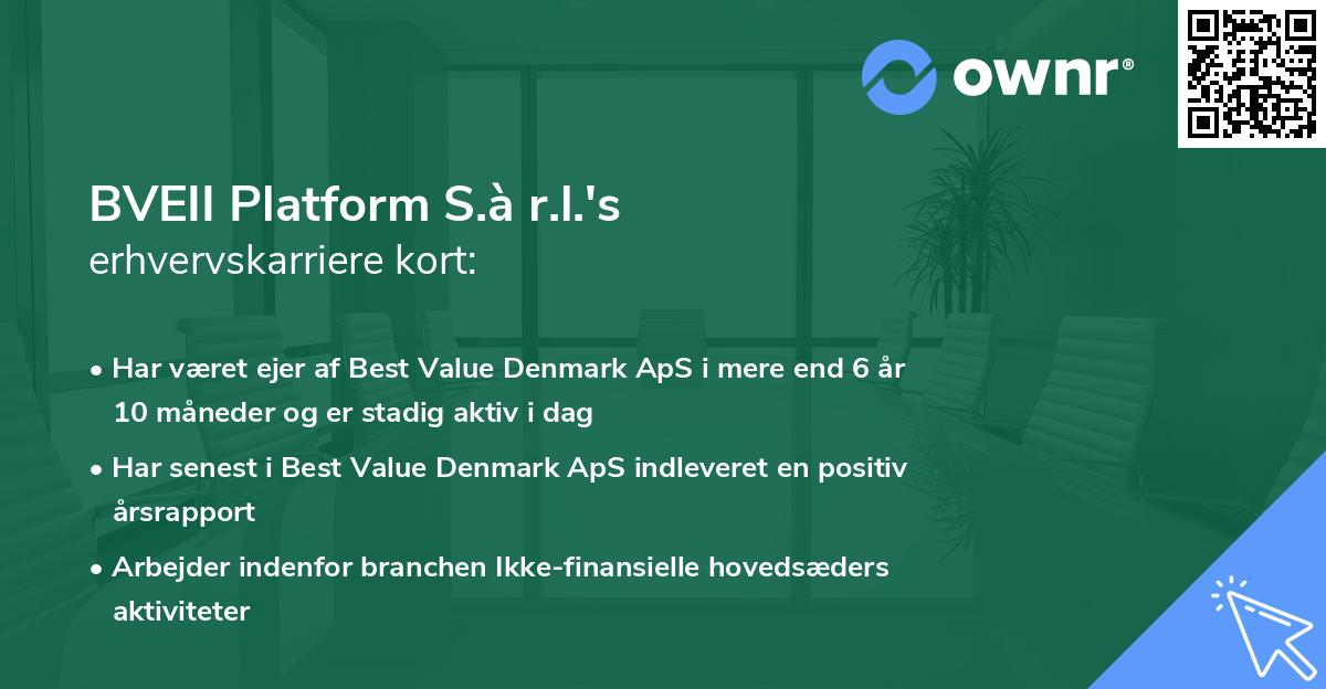 BVEII Platform S.à r.l.'s erhvervskarriere kort