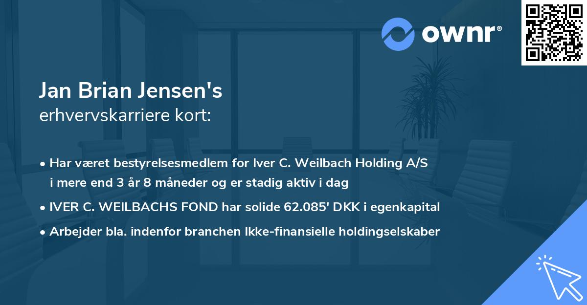 Jan Brian Jensen's erhvervskarriere kort