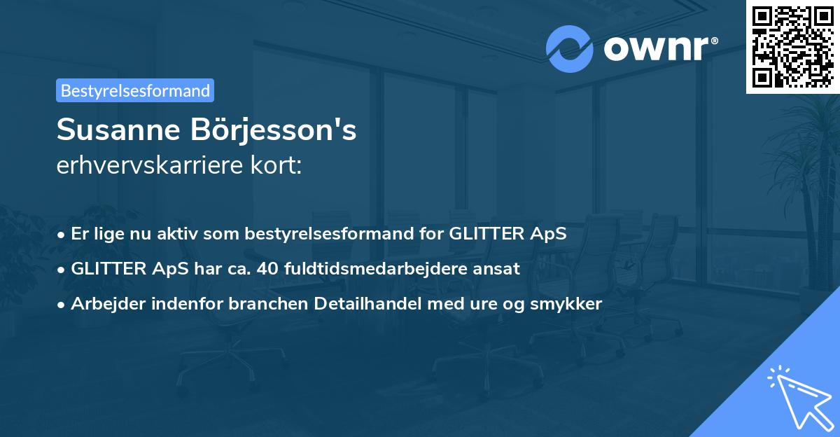 Susanne Börjesson's erhvervskarriere kort