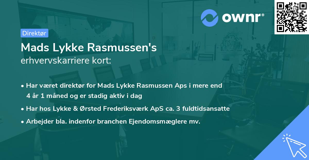 Mads Lykke Rasmussen's erhvervskarriere kort