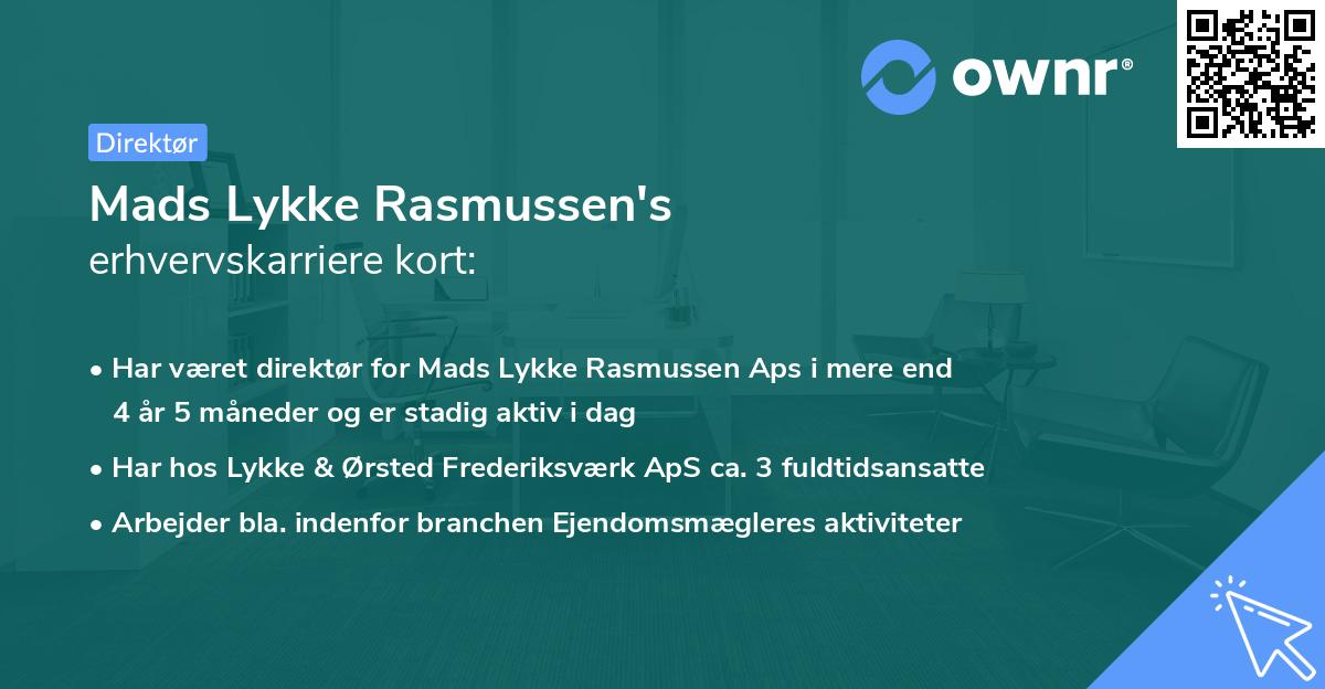 Mads Lykke Rasmussen's erhvervskarriere kort