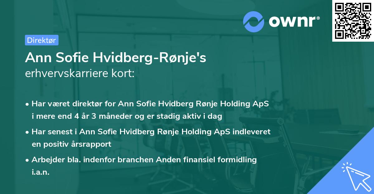 Ann Sofie Hvidberg-Rønje's erhvervskarriere kort