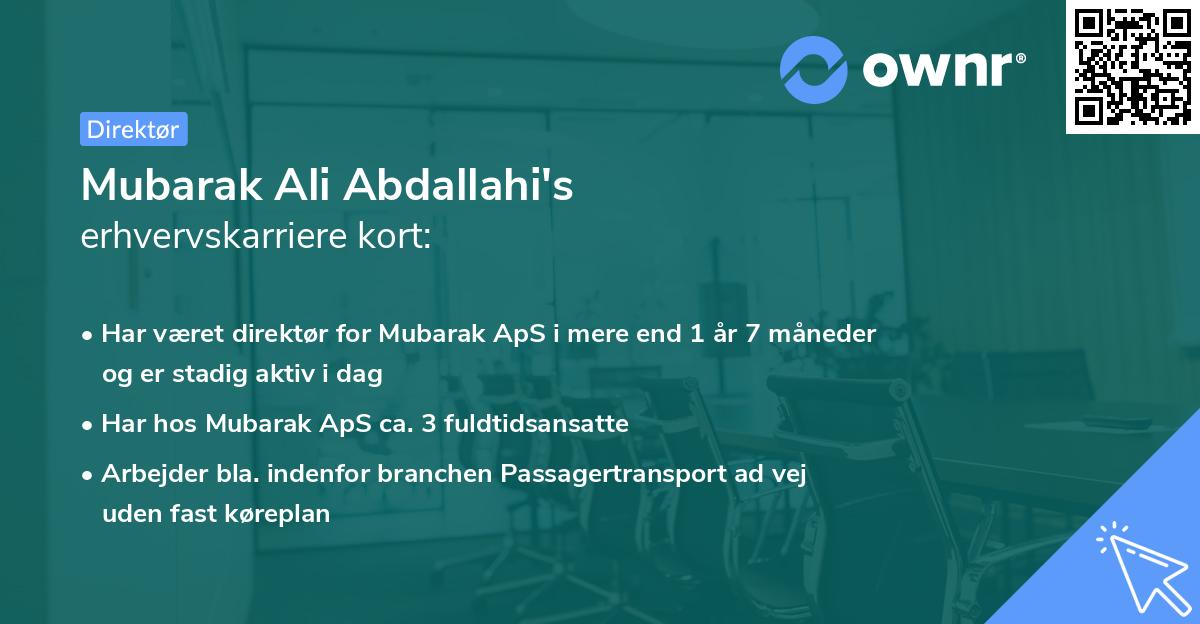 Mubarak Ali Abdallahi's erhvervskarriere kort