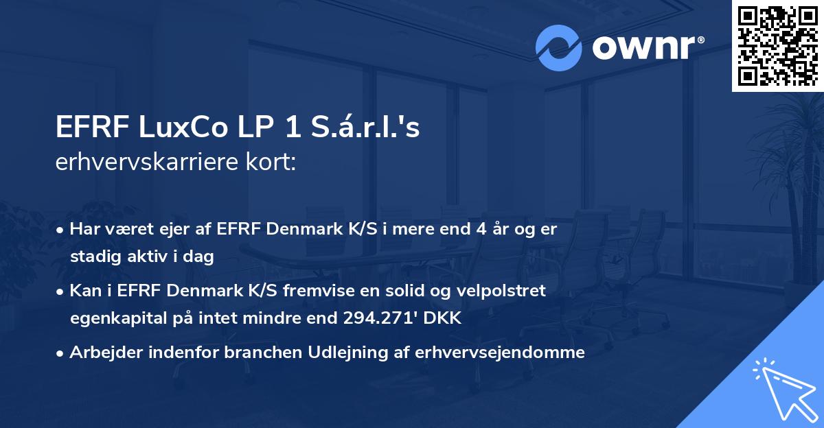 EFRF LuxCo LP 1 S.á.r.l.'s erhvervskarriere kort