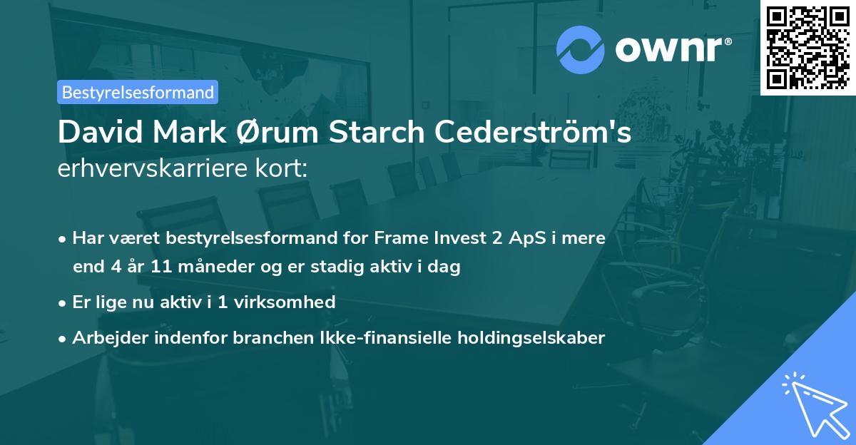 David Mark Ørum Starch Cederström's erhvervskarriere kort