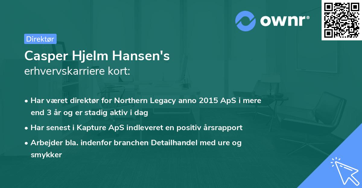 Casper Hjelm Hansen's erhvervskarriere kort