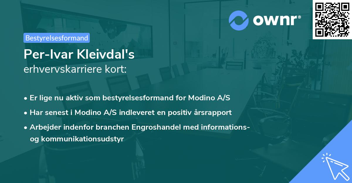 Per-Ivar Kleivdal's erhvervskarriere kort