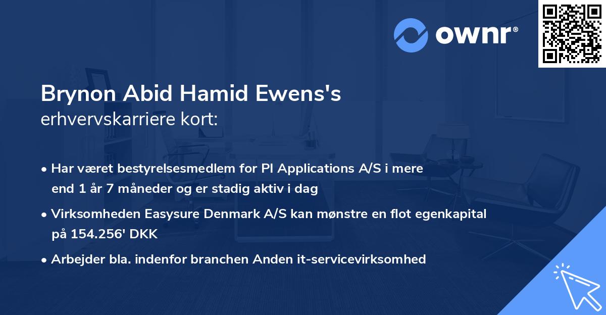 Brynon Abid Hamid Ewens's erhvervskarriere kort