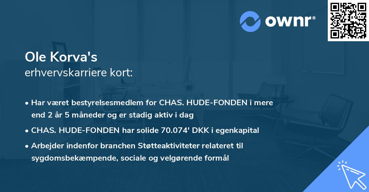Ole Korva's erhvervskarriere kort