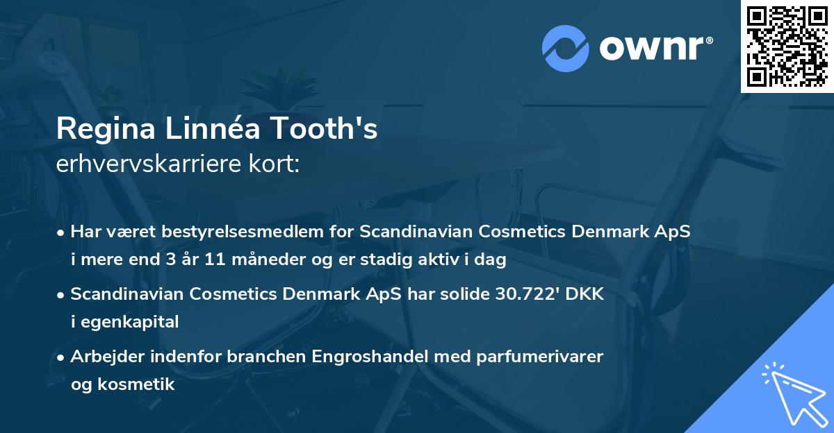Regina Linnéa Tooth's erhvervskarriere kort