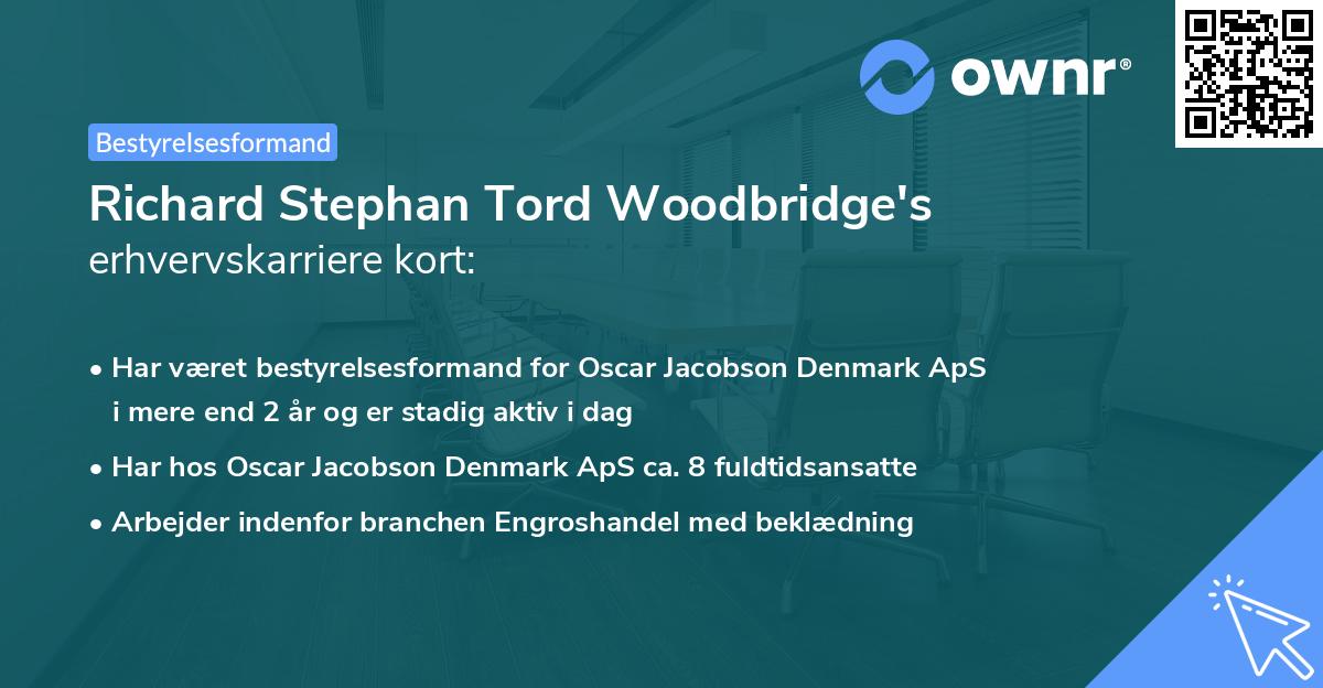 Richard Stephan Tord Woodbridge's erhvervskarriere kort