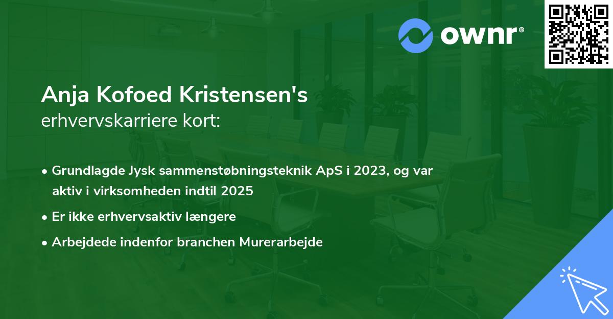 Anja Kofoed Kristensen's erhvervskarriere kort
