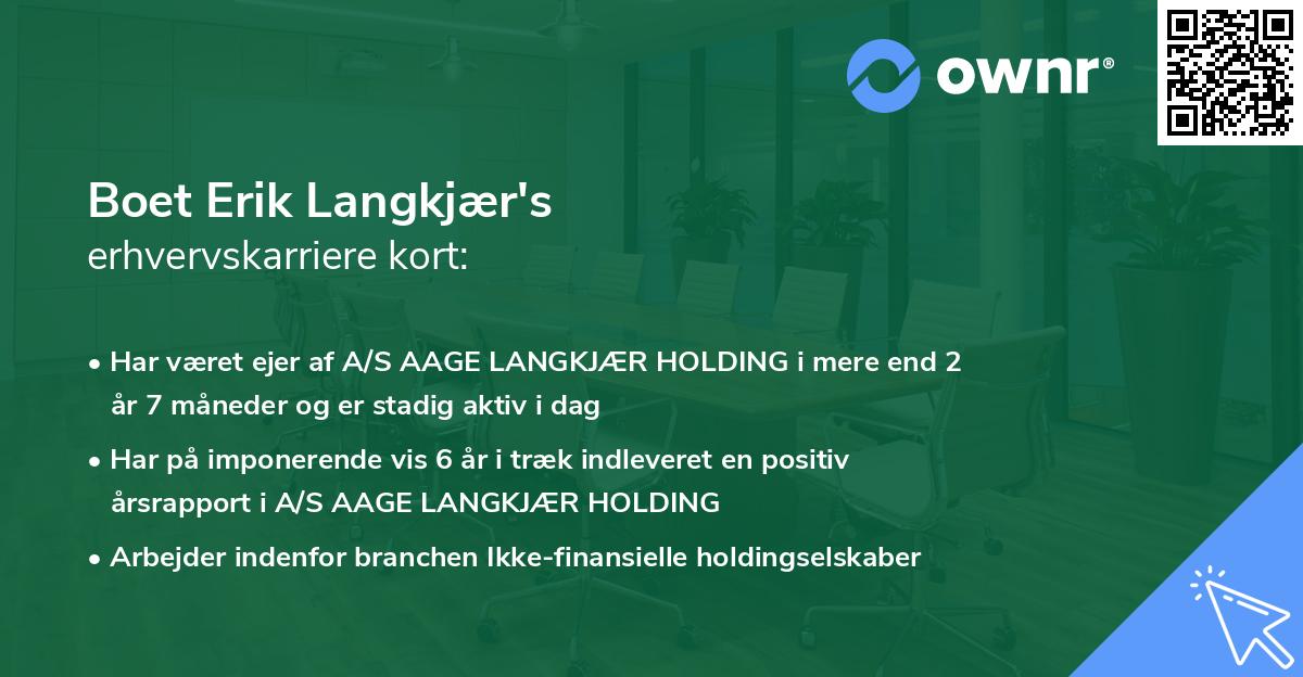 Boet Erik Langkjær's erhvervskarriere kort