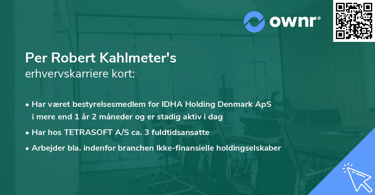 Per Robert Kahlmeter's erhvervskarriere kort