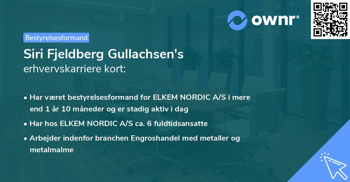 Siri Fjeldberg Gullachsen's erhvervskarriere kort
