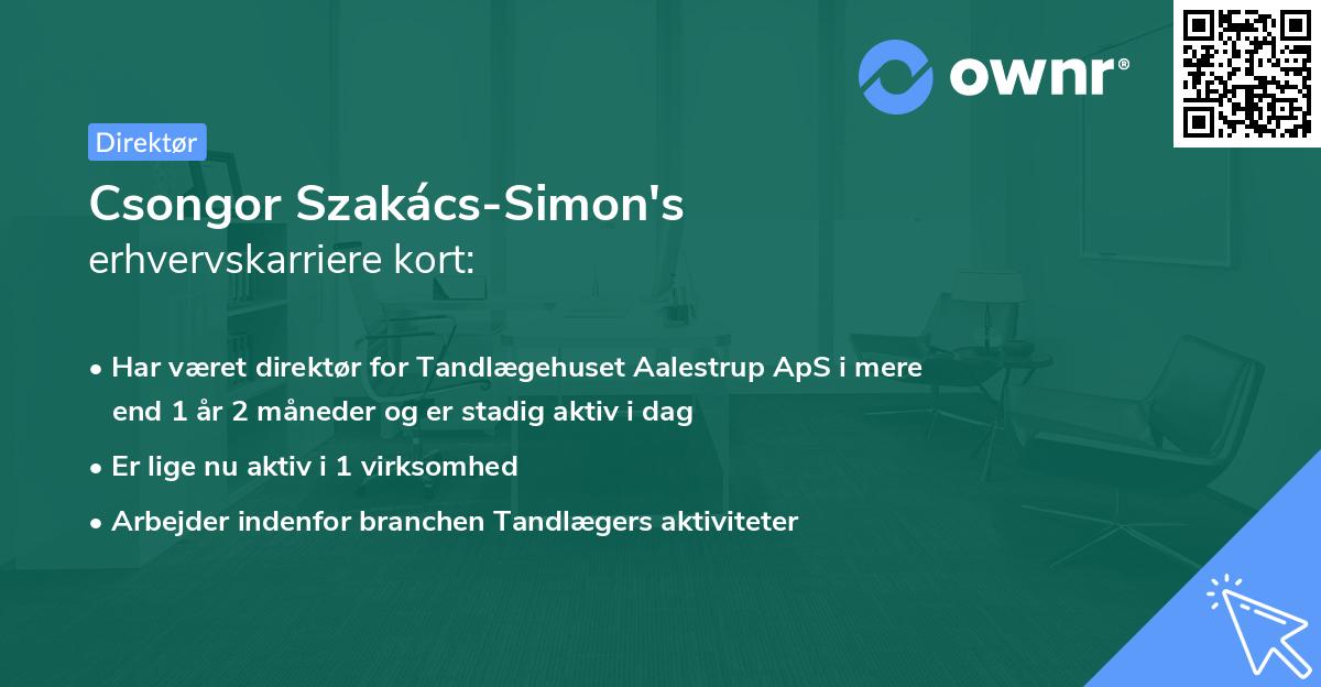 Csongor Szakács-Simon's erhvervskarriere kort