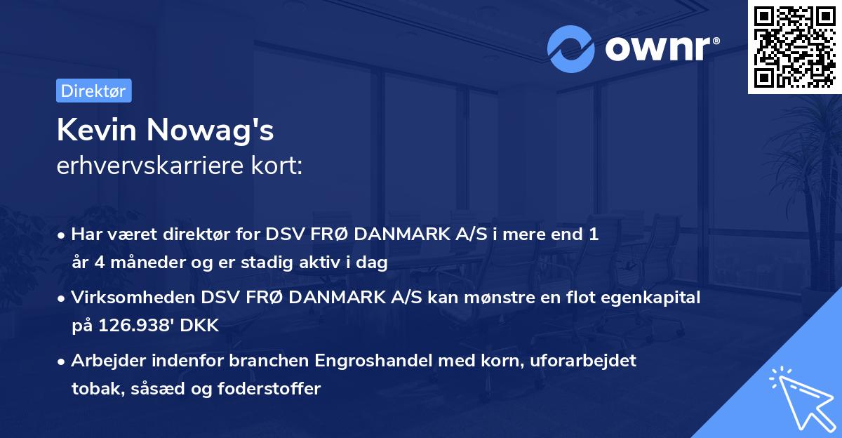 Kevin Nowag's erhvervskarriere kort