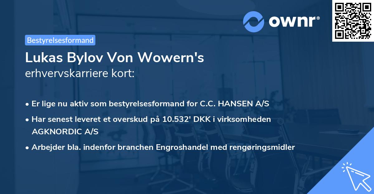 Lukas Bylov Von Wowern's erhvervskarriere kort