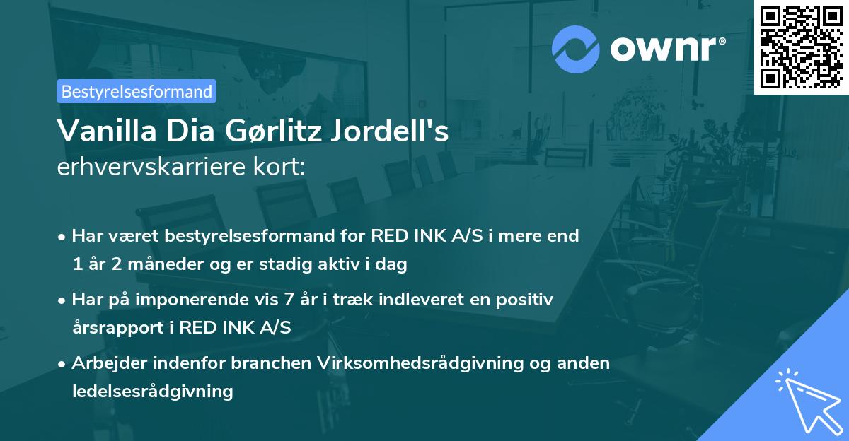 Vanilla Dia Gørlitz Jordell's erhvervskarriere kort