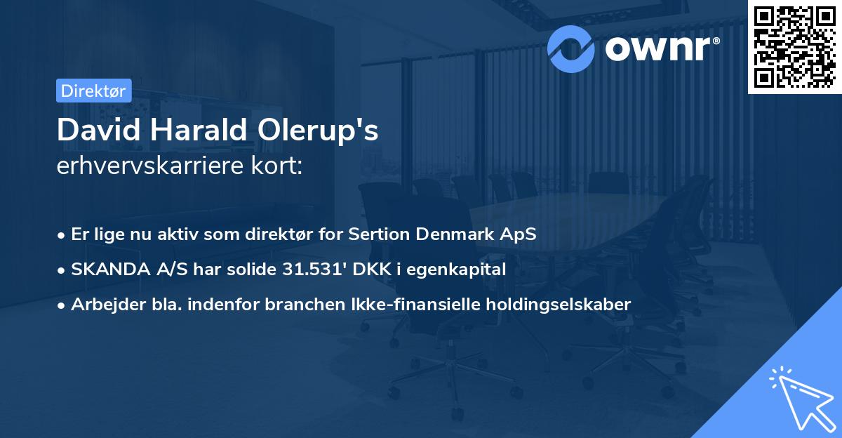 David Harald Olerup's erhvervskarriere kort