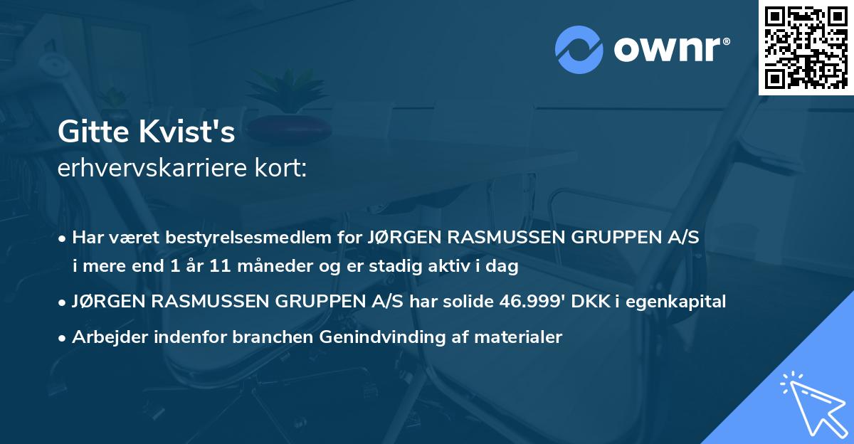 Gitte Kvist's erhvervskarriere kort