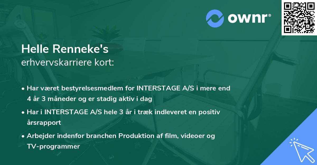Helle Renneke's erhvervskarriere kort