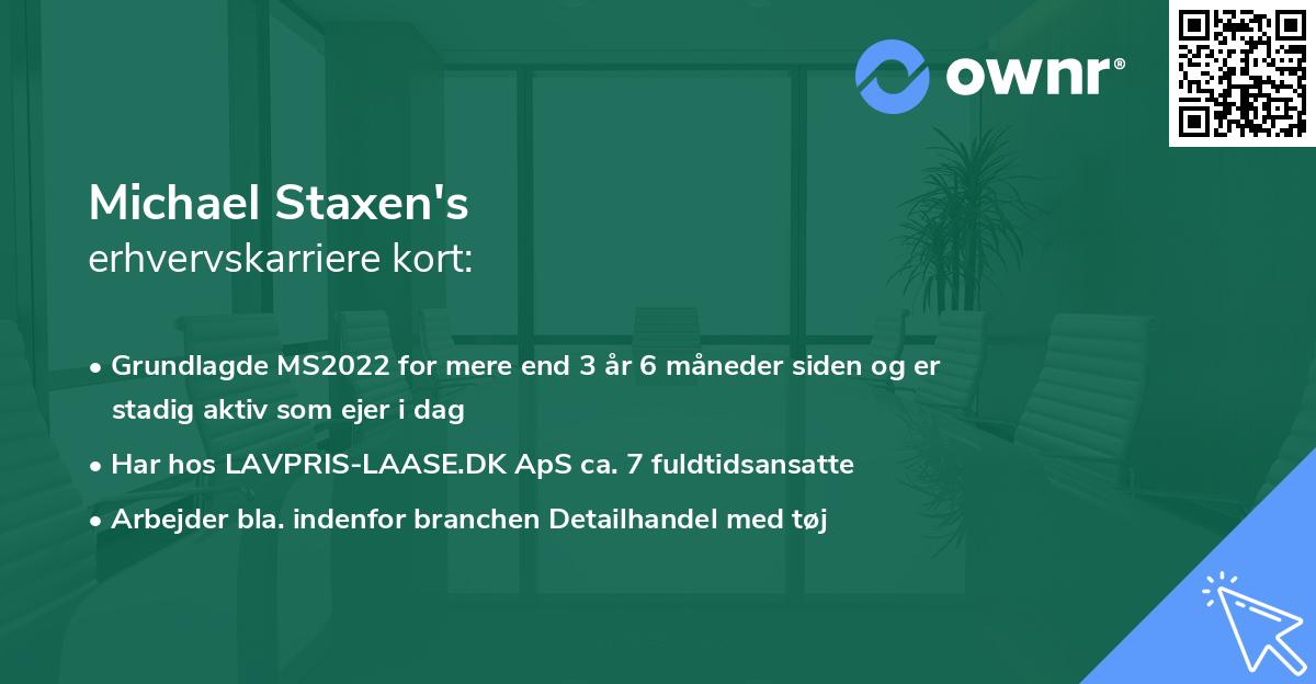 Michael Staxen's erhvervskarriere kort