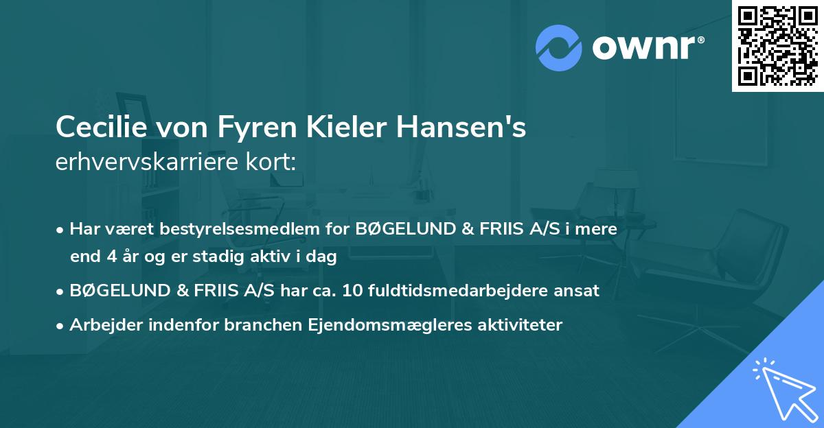 Cecilie von Fyren Kieler Hansen's erhvervskarriere kort