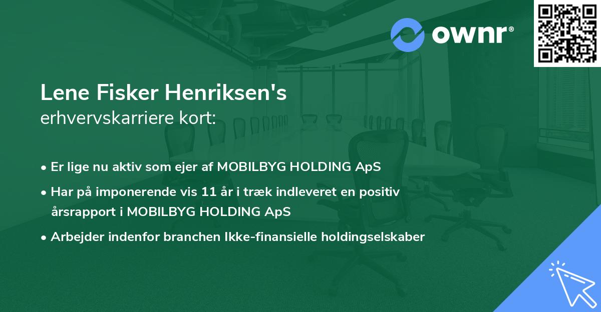 Lene Fisker Henriksen's erhvervskarriere kort